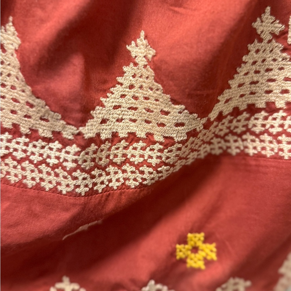 Sundance Embroidered Boho Mini Dress Rust Brown Petite Small PS - Picture 4 of 8